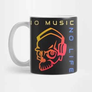 No Music No Life - Headphone Skull - Cool Music Quote Mug